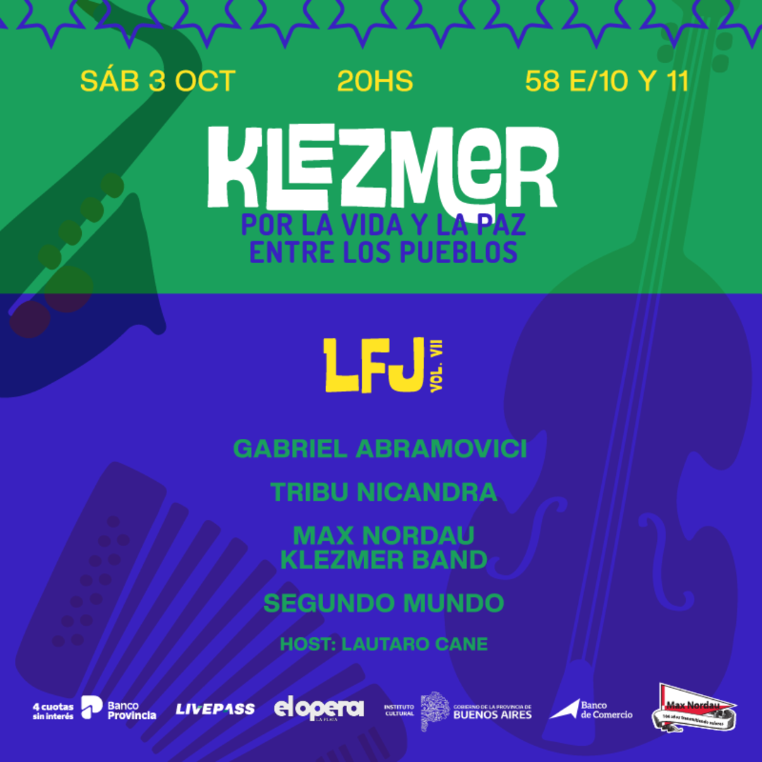 KLEZMER: POR LA VIDA Y LA PAZ ENTRE LOS PUEBLOS en el Teatro Ópera LP